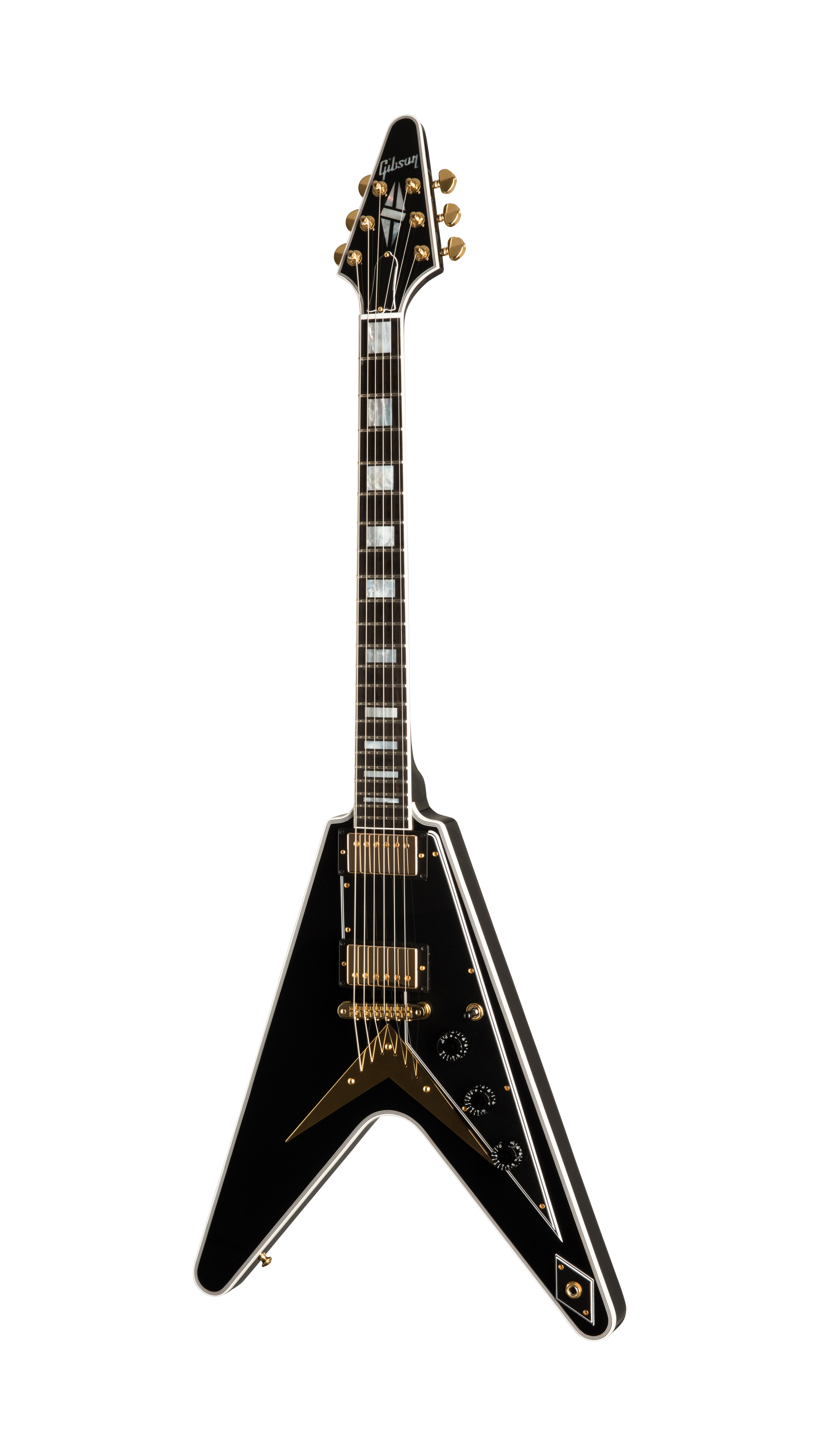 Gibson Flying V Custom EB Custom Shop S de guitarra   Ebony Oro hardware