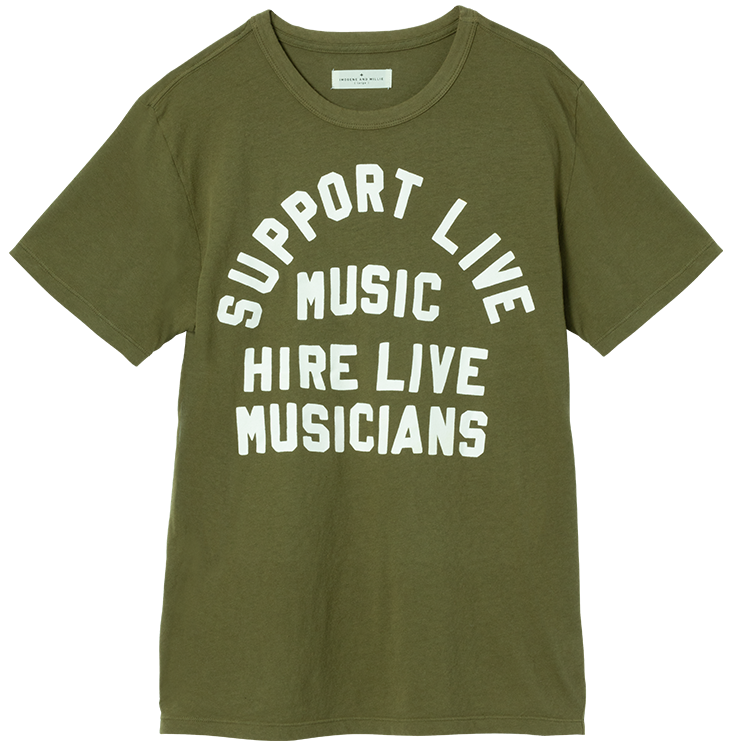 Imogene + Willie x Gibson "Support Live Music" Tee (Olive)